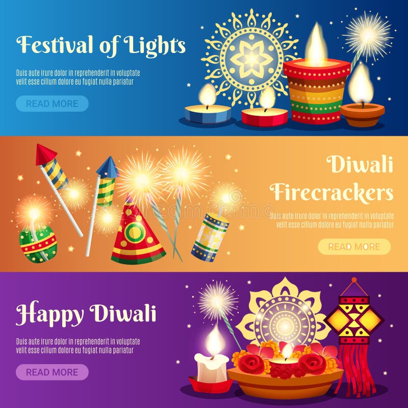 Insegne di orizzontale di Diwali illustrazione vettoriale Insegne di orizzontale di Diwali illustrazione vettoriale
