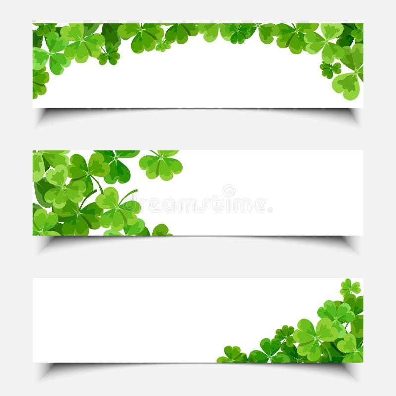Insegne di web del giorno di St Patrick con l'acetosella Vettore EPS-10 illustrazione vettoriale Insegne di web del giorno di St Patrick con l'acetosella Vettore EPS-10 illustrazione vettoriale