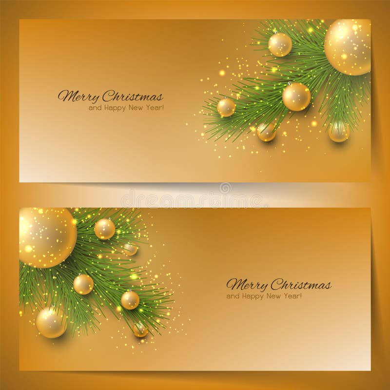 Insegne eleganti di natale con l'albero di Natale ed i giocattoli di Natale illustrazione di stock Insegne eleganti di natale con l'albero di Natale ed i giocattoli di Natale illustrazione di stock