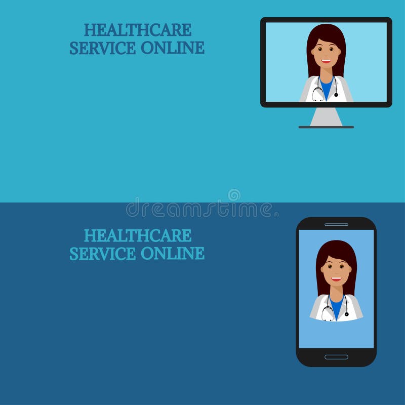 Insegne mediche orizzontali, telemedicina 1 royalty illustrazione gratis Insegne mediche orizzontali, telemedicina 1 royalty illustrazione gratis