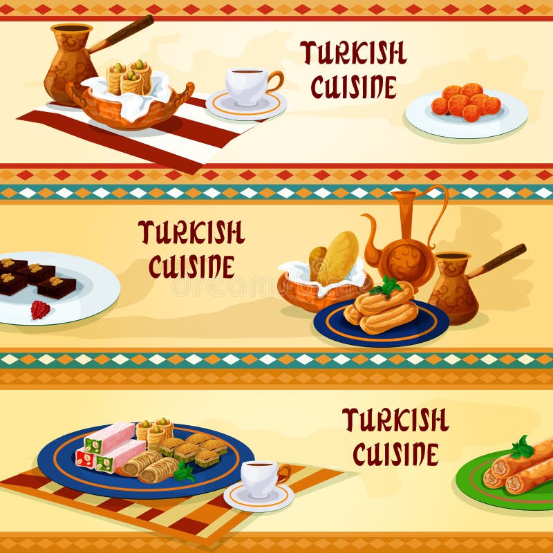 Insegne turche del menu del dessert di cucina royalty illustrazione gratis