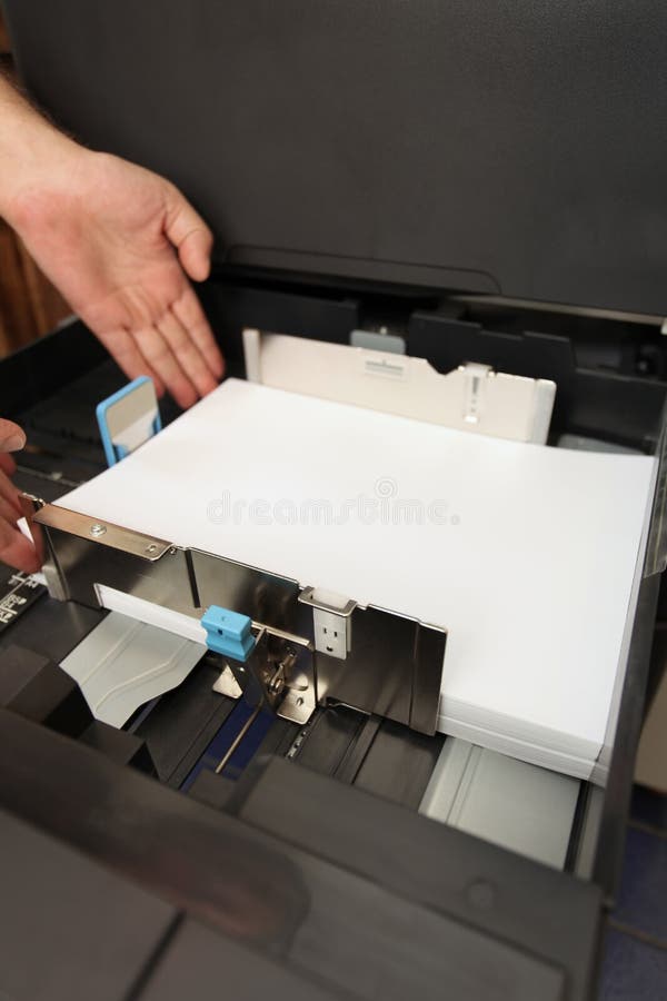 Inserts a Paper A4 into a Laser Copier Stock Photo Image of document