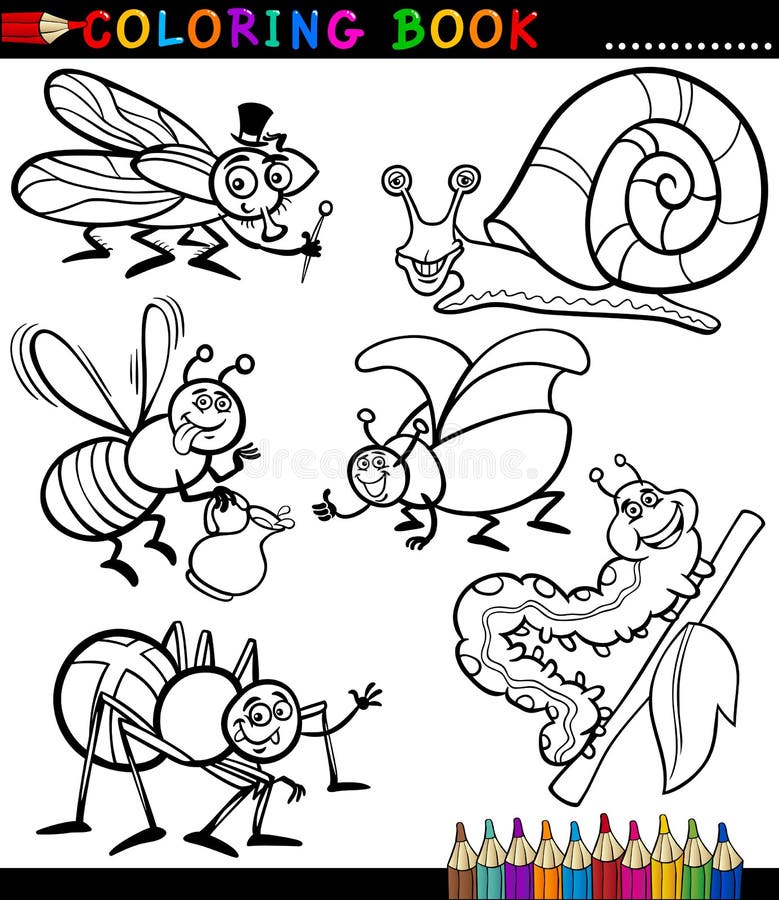 Jogo De Pintura a Cores De Insetos De Animação Desenhe Insetos Bonitos Com  Crianças, Insetos Engraçados, Verme E Ilustração Vetor Ilustração do Vetor  - Ilustração de libélula, borboleta: 164126319