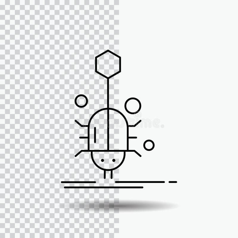 Insetto, insetto, ragno, virus, linea icona di web su fondo trasparente Illustrazione nera di vettore dell'icona illustrazione di stock