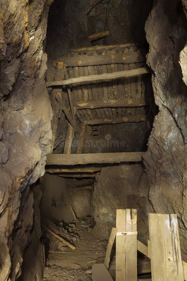 Inside abandoned gold mine royalty free stock photography