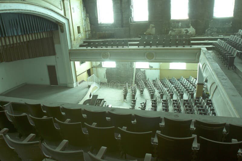 Inside abandoned theater royalty free stock images