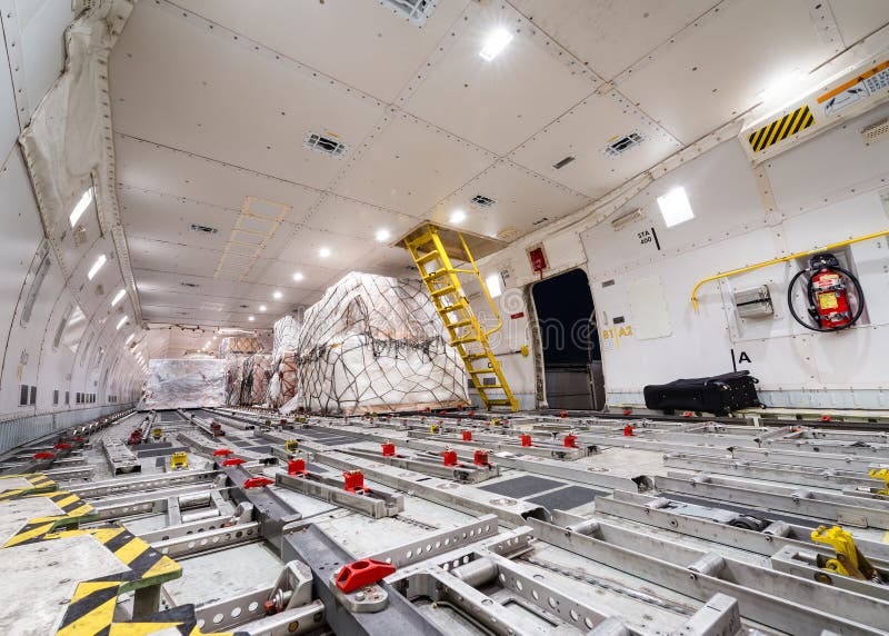 Inside air cargo freighter