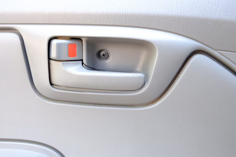 Inside Car Door Lock Beige Color Close Up. Stock Image Image of plastic, technology 85935565