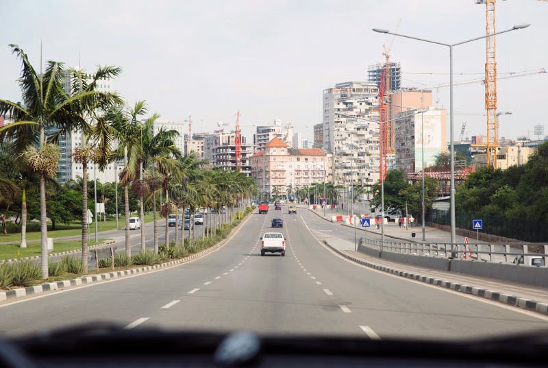 Inside Car Street View - Luanda Main Avenue, Angola. One of the Main Avenues from Luanda: Dr. Antonio Agostinho Neto Avenue. The Angolan capital it is a royalty free stock photo Inside Car Street View - Luanda Main Avenue, Angola. One of the Main Avenues from Luanda: Dr. Antonio Agostinho Neto Avenue. The Angolan capital it is a royalty free stock photo
