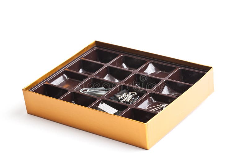 Inside of chocolate box as organizer