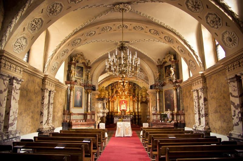 Inside of a large, modern church. Inside of a large, modern church