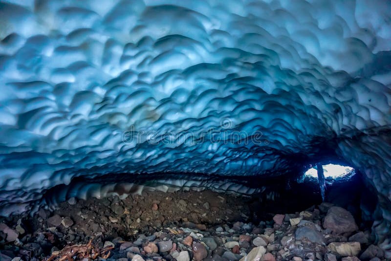 Inside a cold ice cave royalty free stock photography