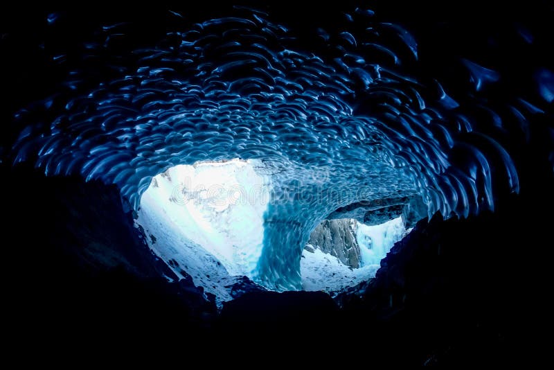 Inside a cold ice cave stock photos