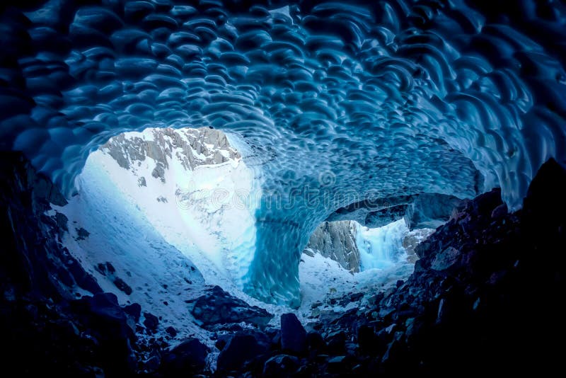 Inside a cold ice cave stock images