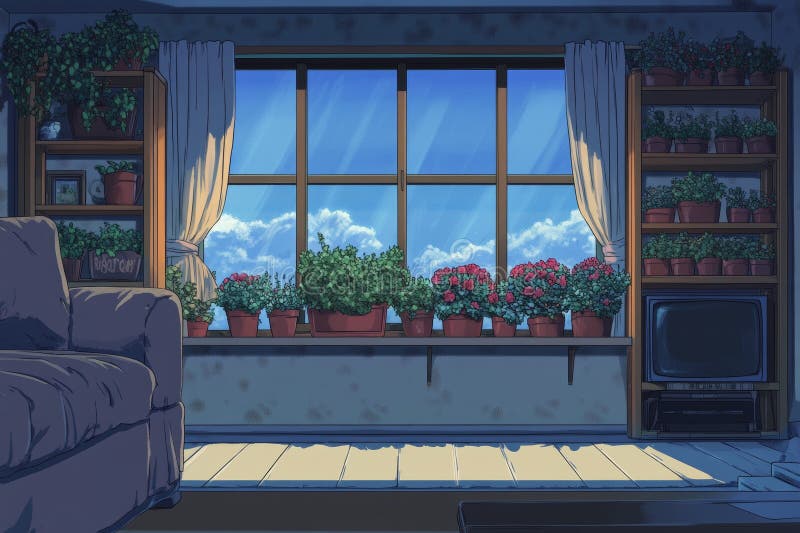 The inside of a contemporary living room featuring a cozy couch stock image