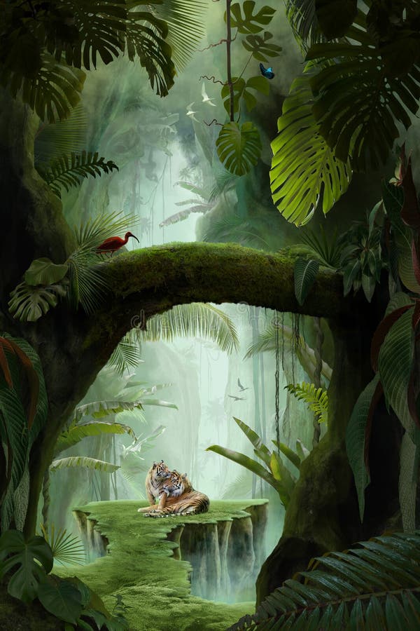Inside a Deep Mystical Jungle Canyon Stock Image - Image of green,  entrance: 141652149