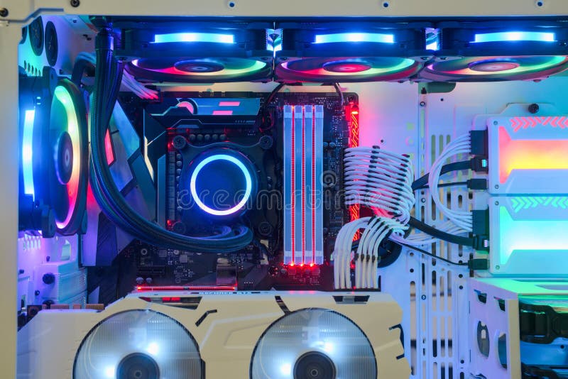 Close Desktop Gaming Water Cooling Cpu Led Rgb Light Show Stock Photo by  ©Chiradech 483952368