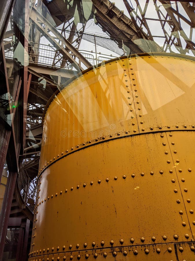 Inside Eiffel Tower elevator close view details, Paris France royalty free stock photos