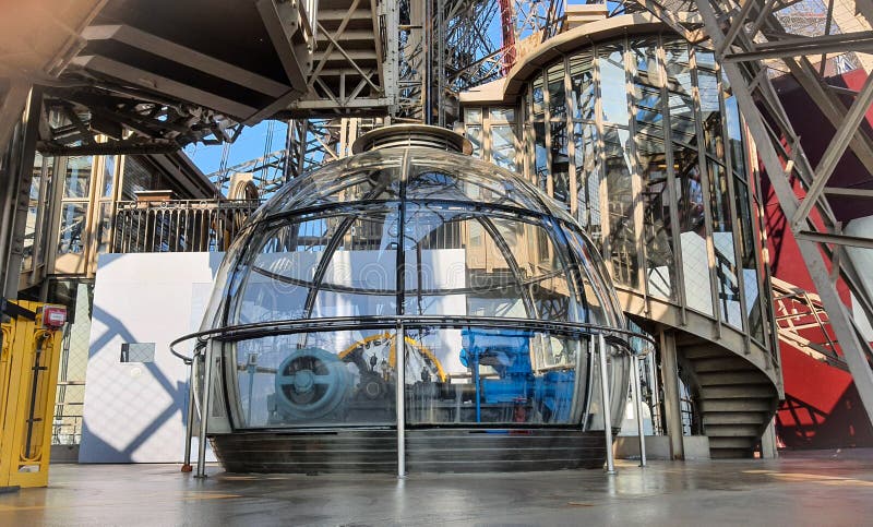 Inside Eiffel tower royalty free stock photo