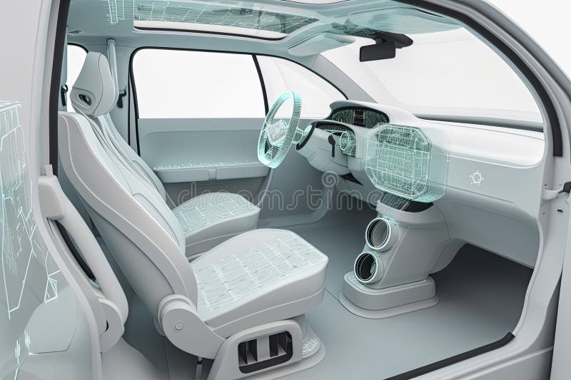 Inside Electric Car.3d Render and Illustration Stock Illustration