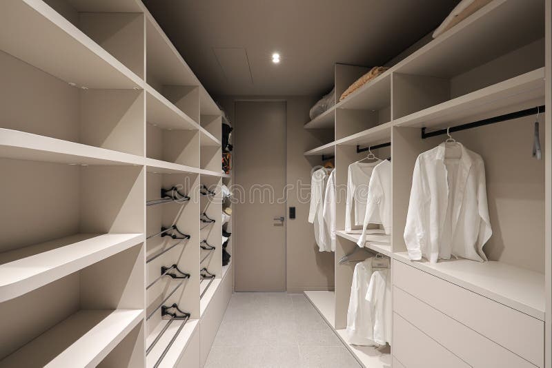 Inside Empty Dressing Room Interior with Shelves Stock Photo Image of