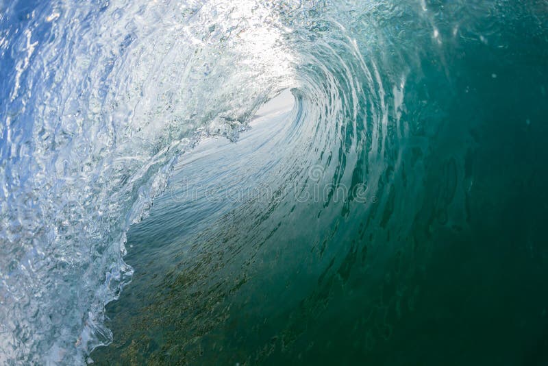 Inside Hollow Ocean Blue Wave Crashing Swimming