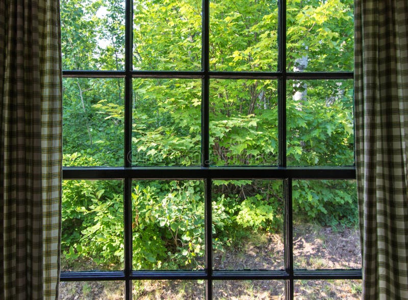 Looking Out From Rustic Cabin Window Stock Image - Image of texture ...