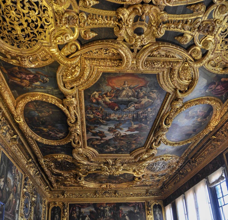 Inside luxury decoration of Doges palace in Venice Italy royalty free stock photos Inside luxury decoration of Doges palace in Venice Italy royalty free stock photos