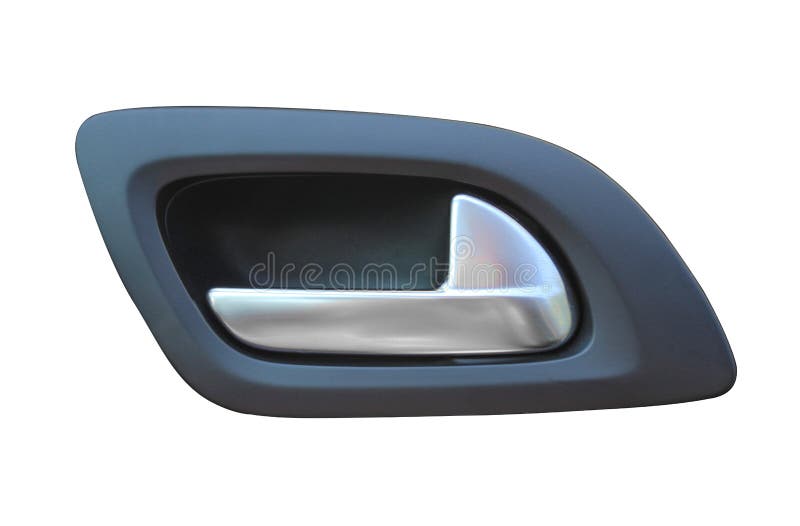 Inside Metallic Car Door Handle. Vehicle Indoor Handle Isolated on