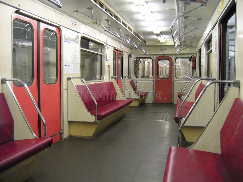 Inside of a modern subway