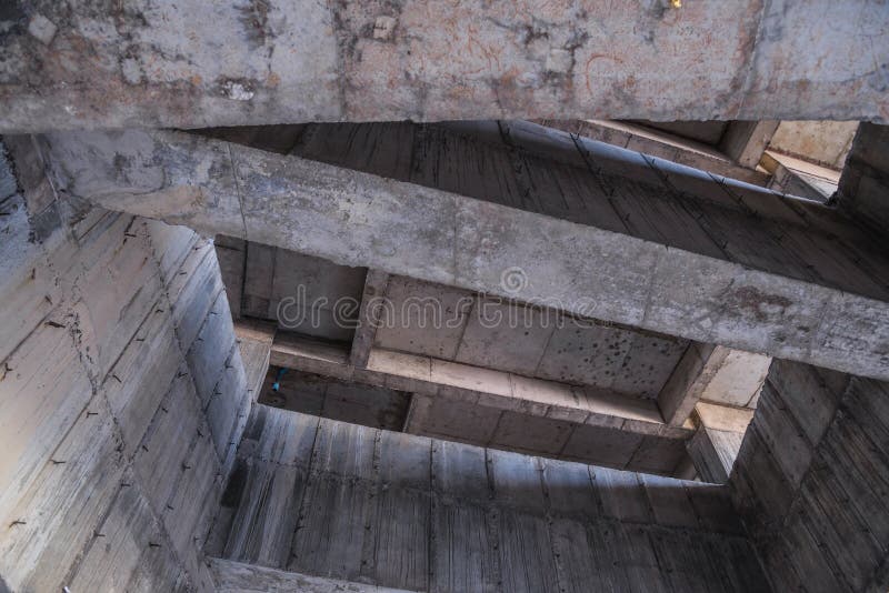 Inside of old abandoned building with construction unfinished. stock image Inside of old abandoned building with construction unfinished. stock image