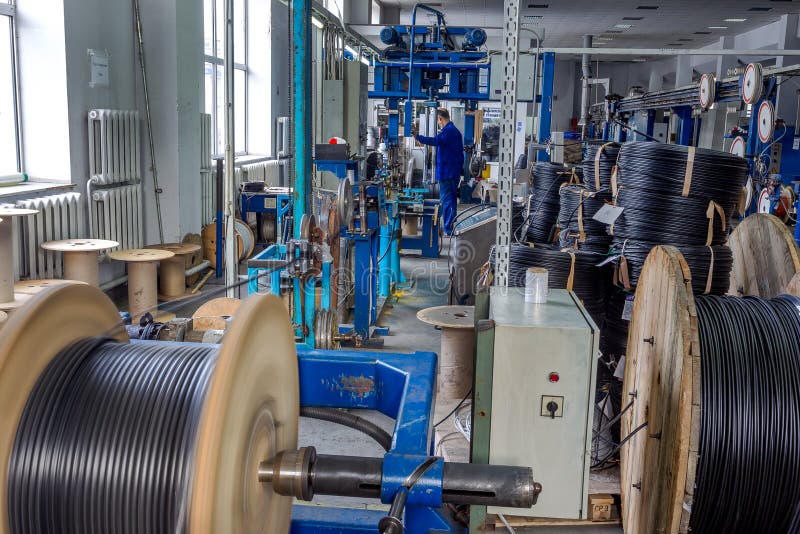 Inside the Old Factory Manufacturing Electrical Cable. Outdated Stock