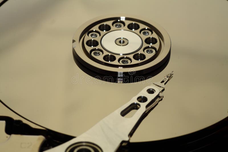 Inside a open HDD. Inside a opened hard disc drive