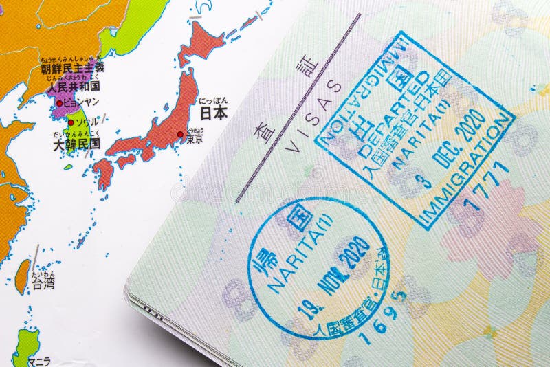 An Inside Page of a Passport on a Entry Stamp To Japan with an Asian