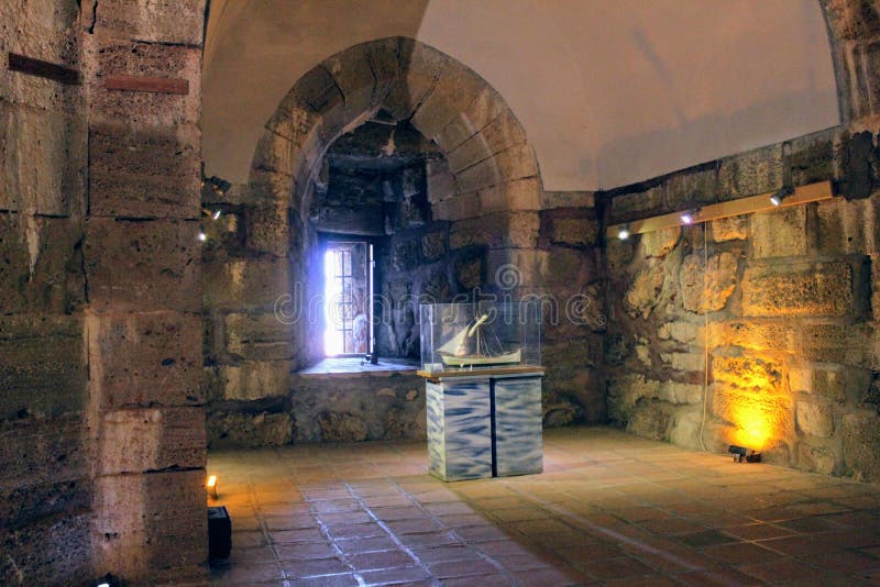 Inside the Red Tower - the main fortification of the city Alanya, Turkey