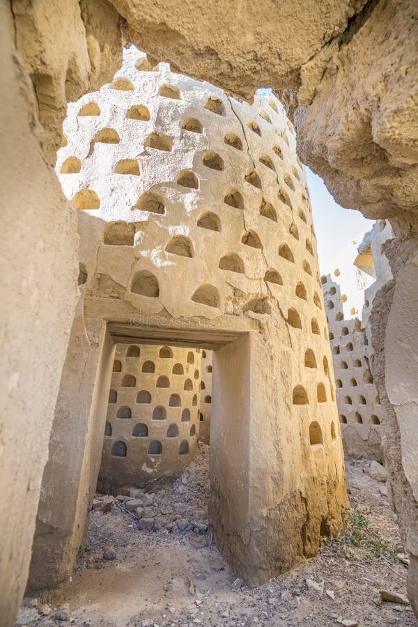 Inside ruined dovecote mud building in Ampudia