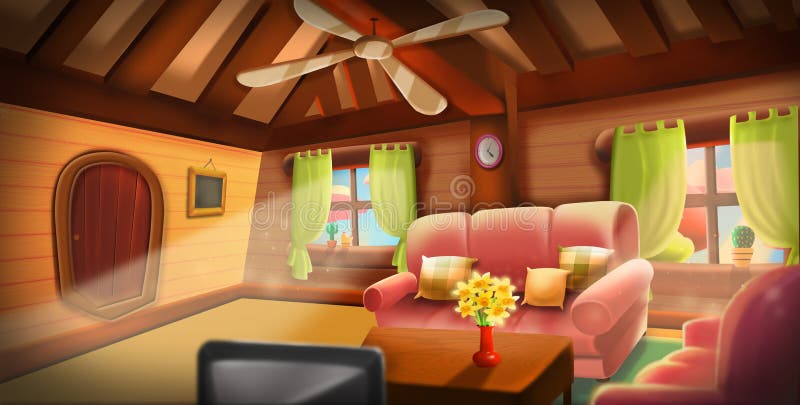 Inside of Tree House, Warm Cabin Stock Illustration - Illustration of inside,  background: 83983572