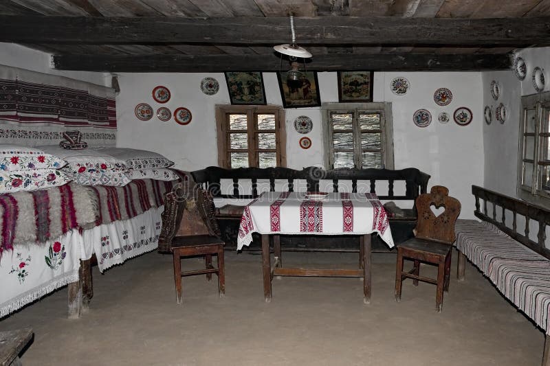 Inside of typical old ukrainian village house in Uzhgorod, Ukraine