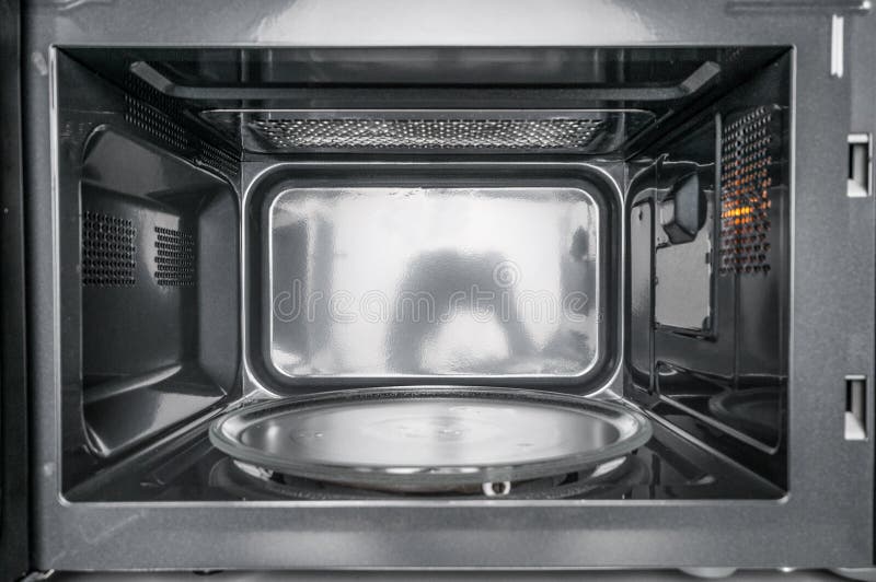 Inside Microwave Oven - Front View Stock Photo - Image of plate