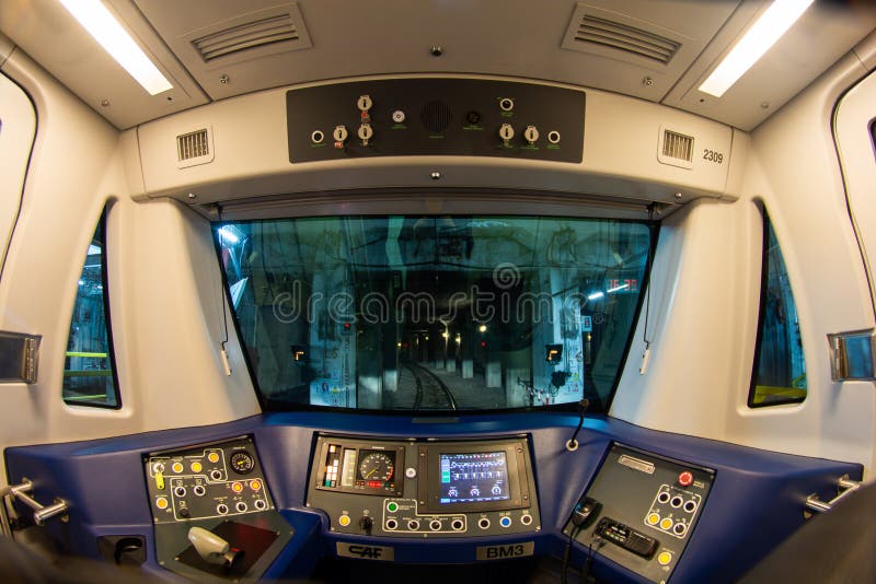 Inside view of metro train cabin in Bucharest metro railway royalty free stock photography Inside view of metro train cabin in Bucharest metro railway royalty free stock photography