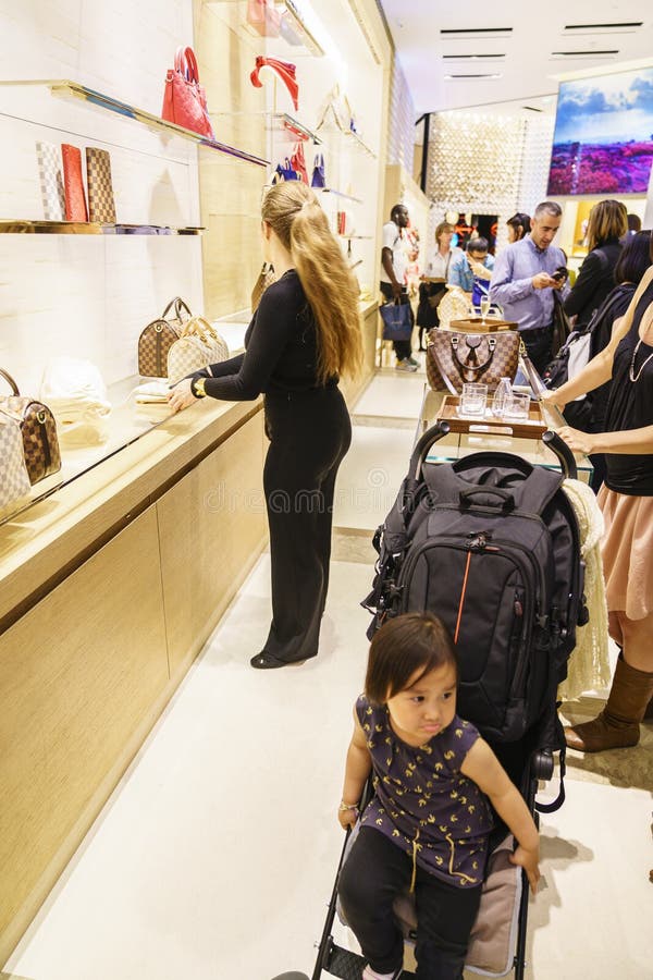 Paris, France, inside LVMH, Louis Vuitton Luxury clothing store at Paris,  Ave.. Champs-Elysees Shop, modern interiors Stock Photo - Alamy