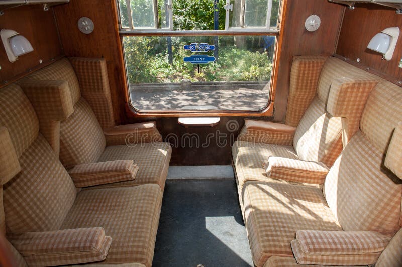 Inside vintage train carriage royalty free stock image