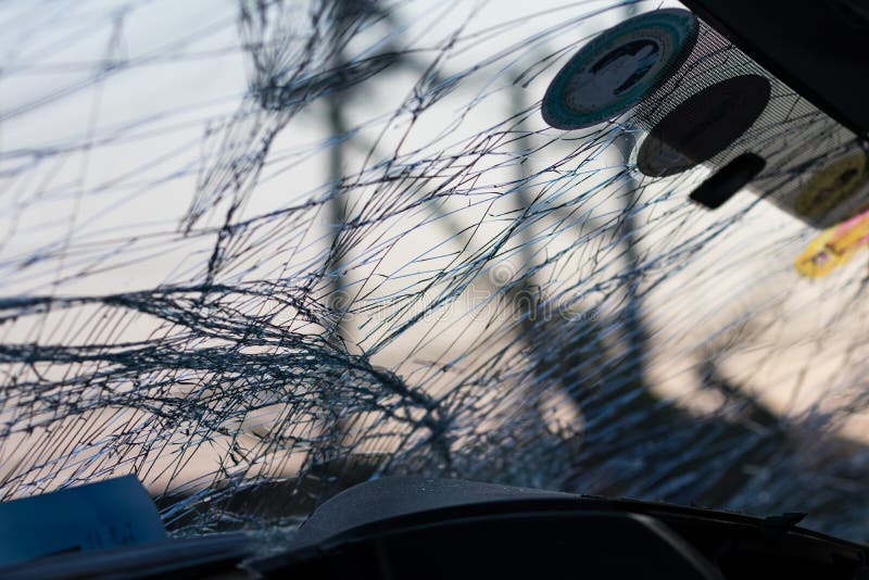 Inside windshield cracks. stock image. Image of crushed 86350121