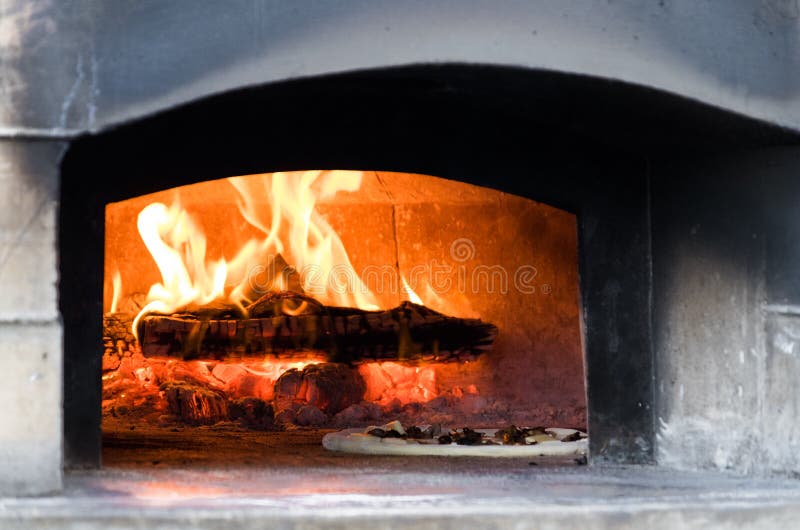 Inside the Wood Fire Pizza Oven Stock Image Image of pizza, toppings