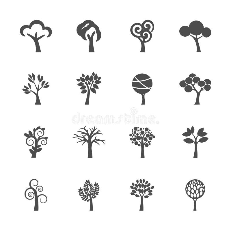 Abstract tree icon set, vector eps10. Abstract tree icon set, vector eps10.