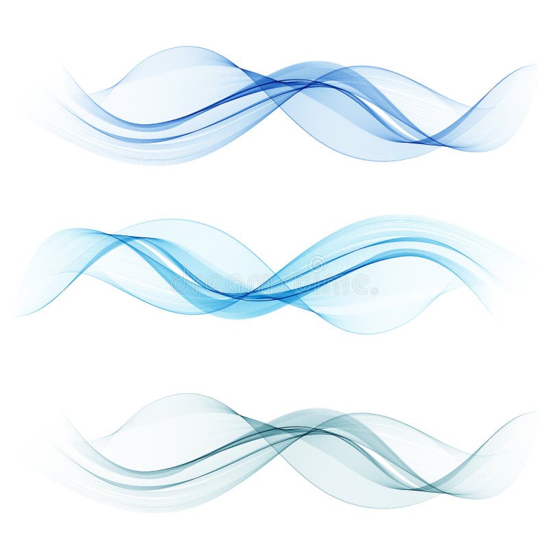 Insieme blu dell'onda Onda astratta del fondo di vettore Righe trasparenti