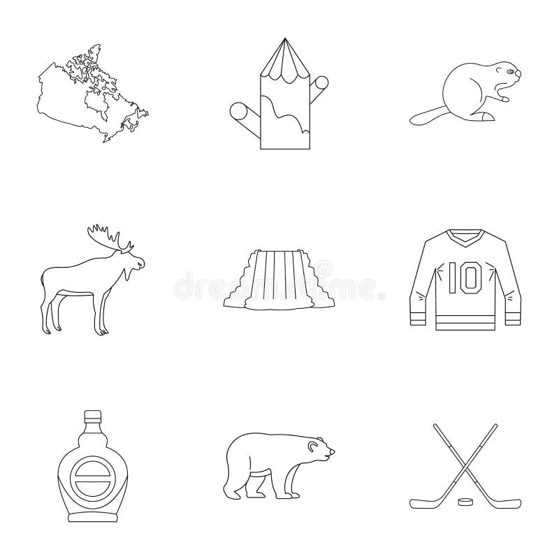 Insieme canadese dell'icona di simboli, stile del profilo royalty illustrazione gratis Insieme canadese dell'icona di simboli, stile del profilo royalty illustrazione gratis