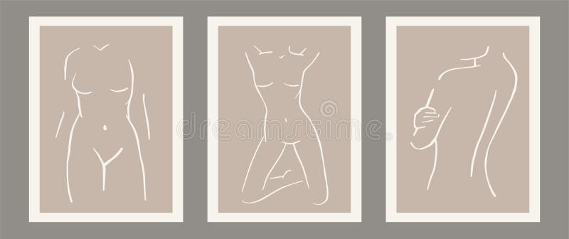 Insieme contemporaneo di astratto matisse geometrico composto di donna minimalista di silhouette royalty illustrazione gratis