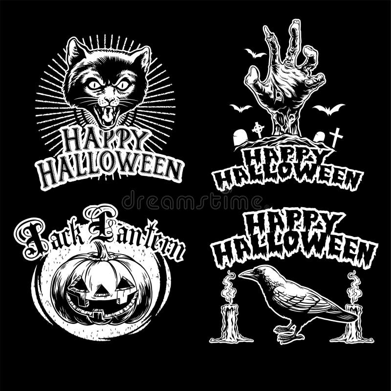 Insieme d'annata di progettazione di Halloween illustrazione di stock Insieme d'annata di progettazione di Halloween illustrazione di stock