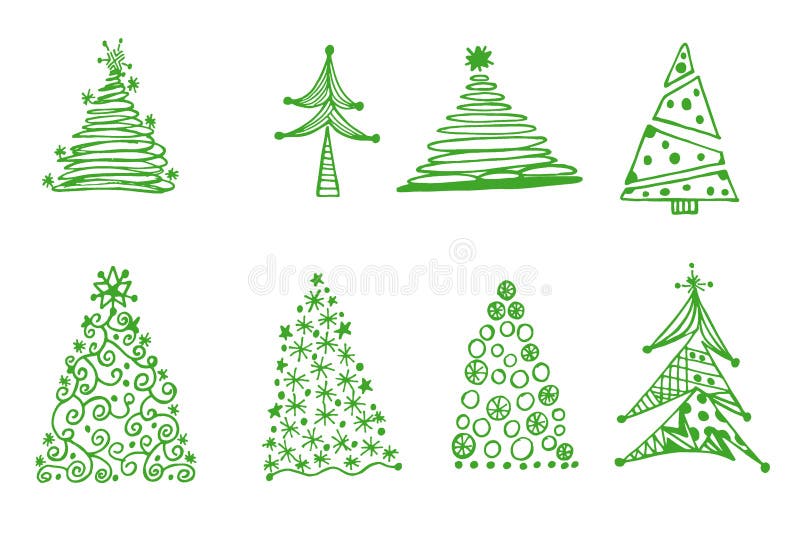 Disegni Degli Alberi Di Natale.Insieme Degli Alberi Di Natale Disegni Della Mano Illustrazione Vettoriale Illustrazione Di Scheda Celebrazione 82184354